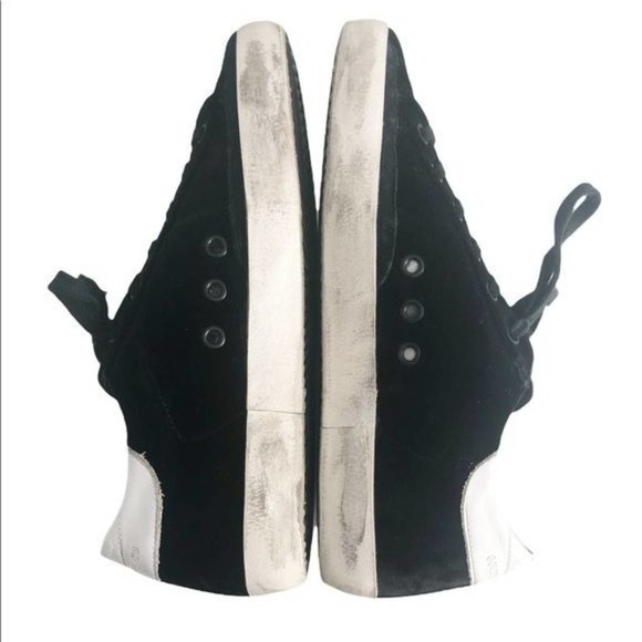 GOLDEN GOOSE Superstar Black Velvet Blue Glitter Star Lace Up Sneakers Size US 7 - Picture 10 of 14